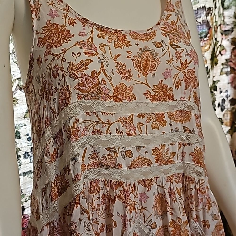 Intimately Free People floral tank Top XS Oversized Assymetrical - Picture 5 of 7